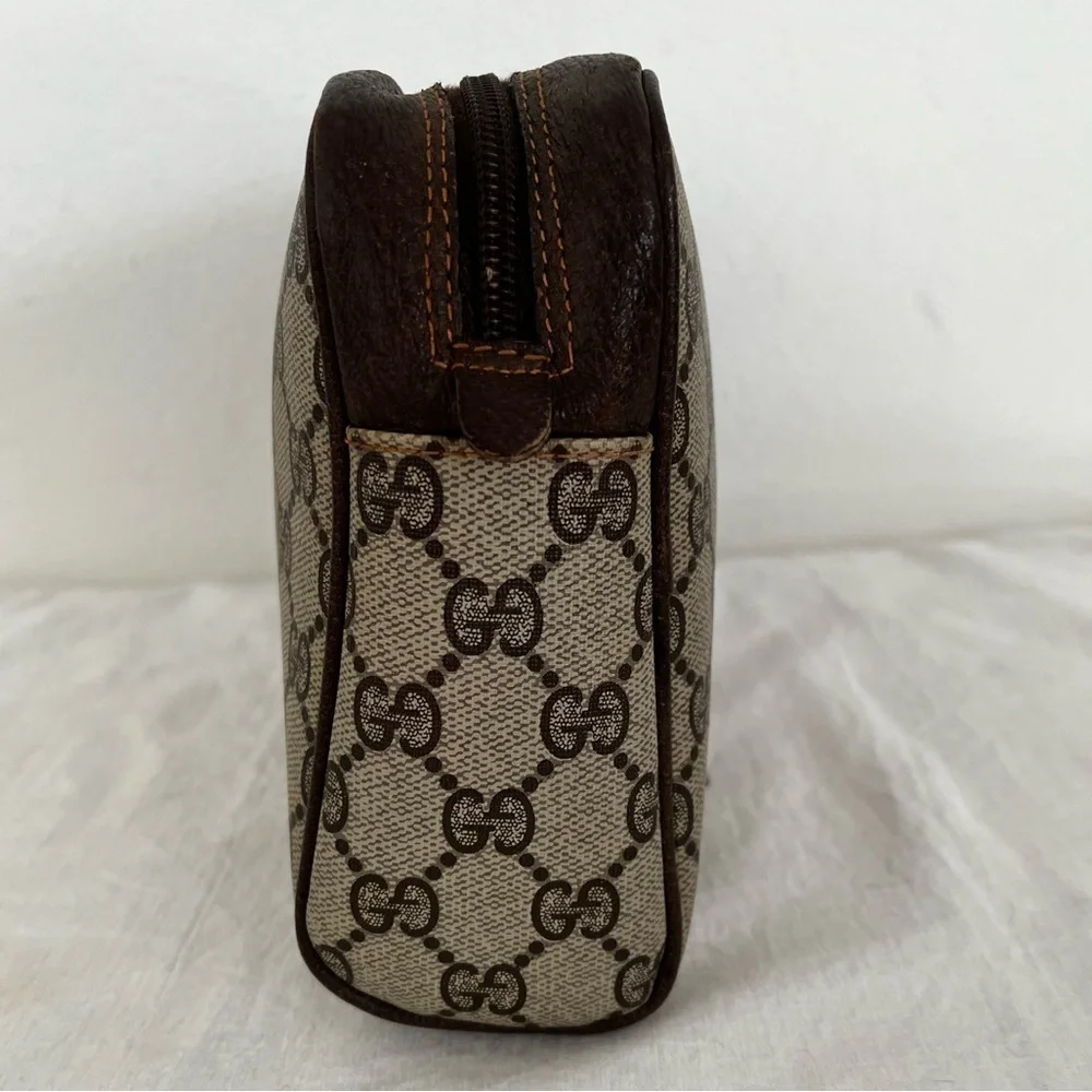 Rare Gucci GG Supreme Sherry Line Cosmetic Pouch Original Interior Late 70s-80
